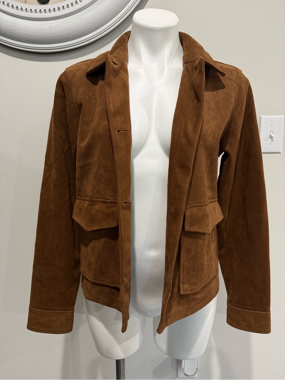 Zara Womens Faux Suede Button-Front Jacket mediun - Picture 5 of 12